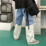 Harajuku Clothing Straight Leg Pant Baggy Pants Vintage Color Block Jeans Women Casual Straight Pants Trousers