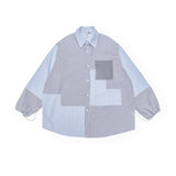 Men Shacket Long Sleeve Autumn Shirt Autumn Fashion Shirt Neutral Color Contrast Patchwork Loose Shirt Men