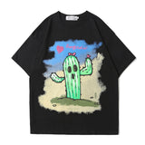 Men's T Shirt Summer Casual Tops Cactus Printed Short Sleeve T-shirt Men's Boyfriend Harajuku Style Trendy Loose Half Sleeve T-shirt