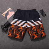 Mens Swim Trunks Summer Straight Camouflage Printing Shorts Pattern Multi-Pocket Casual Loose Beach Pants Men