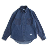 Men Shacket Long Sleeve Autumn Shirt Autumn Shirt Solid Color Mixed Color Stripe Sleeve Loose Casual Denim Shirt