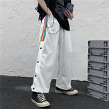 Harajuku Clothing Men Classic Retro Pants Straight Leg Pan Summer Casual Pants Men and Women Straight Wide Leg Pants
