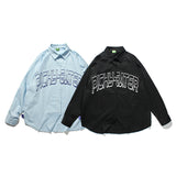 Men Shacket Long Sleeve Autumn Shirt Autumn Loose Letter Print Solid Color Shirt for Men