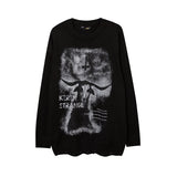 Men Fall Outfits Graffiti Printing Niche Ripped Sweater Oversize Bottoming Sweater