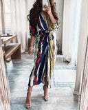 Red Peasant Dress Summer Long-Sleeve V-neck Buttons Printed Dress Long Dress Women's Dress