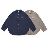 Men Shacket Long Sleeve Autumn Shirt Autumn Vintage Distressed Shirt Neutral Solid Color Corduroy Long Sleeve Loose-Fitting Shirt Men