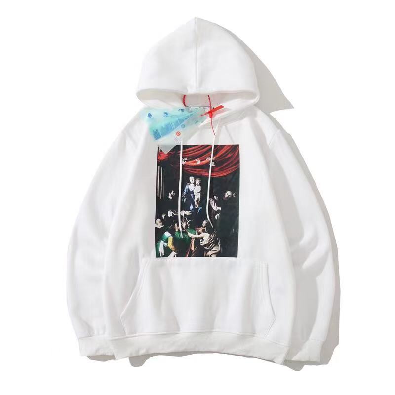 Autumn And Winter Virgin Oil Painting Pattern Printing Hooded Fleece Lined Sweater Men And Women