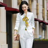 Women Pants Suit Uniform Designs Formal Style Office Lady Bussiness Attire Yellow Spring And Autumn Fashionable Suit