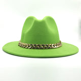 Fedora Hat Golden Chain Woolen Top Hat Fedora Hat Top Hat