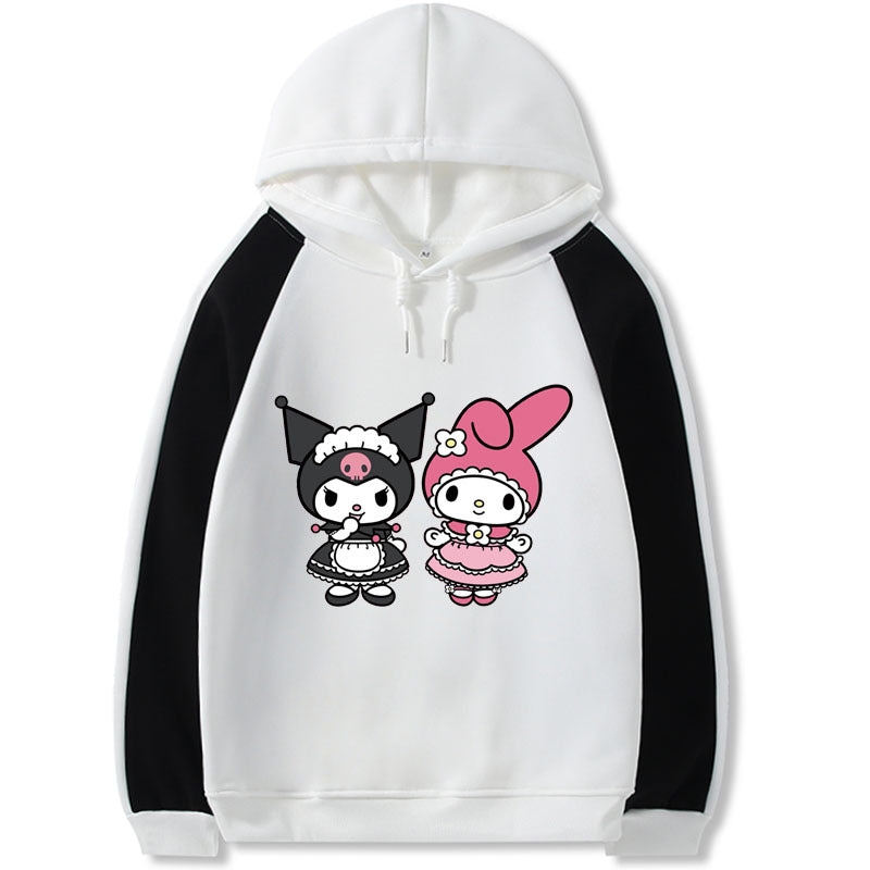 Kuromi Hoodie Winter Long Sleeve Clow M Melody Printed Loose Top Contrast Color Hoodie