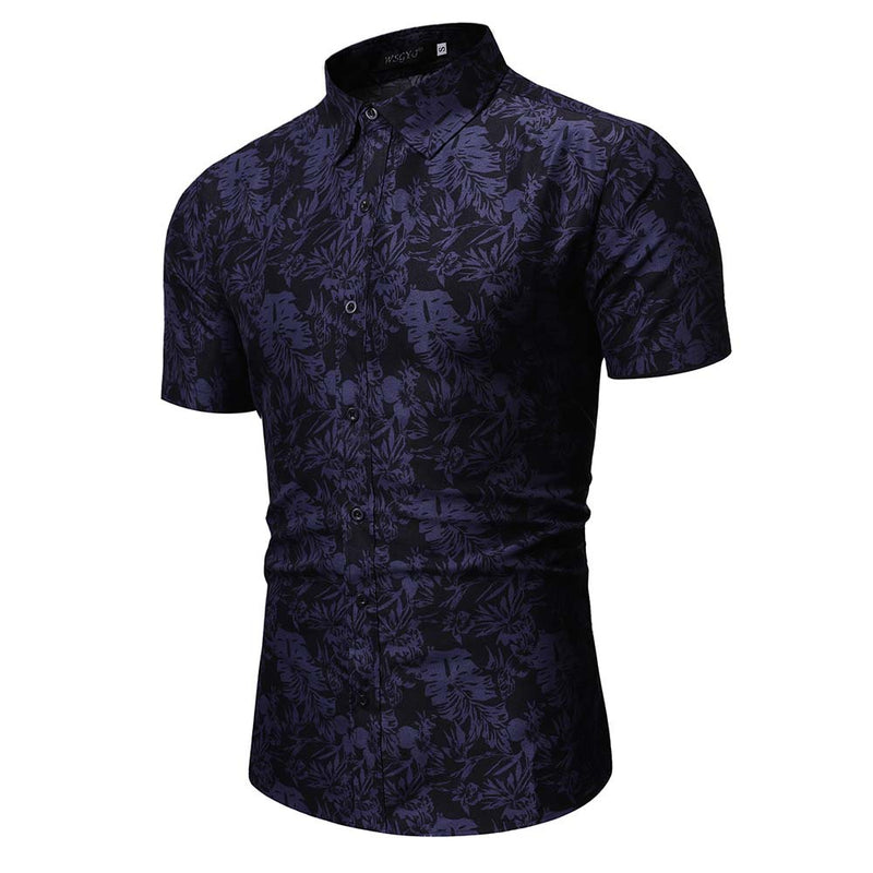 Men's Summer Men's Loose Short Sleeve Shirt Printed Shirt Casual Beach Men's Shirt
