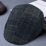 Beret Hat Simple Vintage Painter Hat Men's Autumn and Winter Snowflake Plaid British Peaked Cap