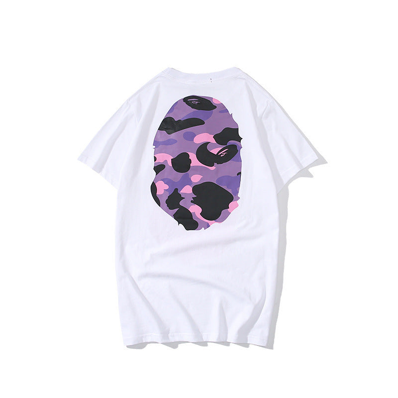 A Bath Ape T Shirt Summer Camouflage Print Youth Casual Short-Sleeved T-shirt Cotton