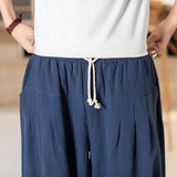 Linen Pants Straight Leg Pants Casual Pants Solid Color Baggy Pants Men