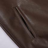 Two Tone Leather Jacket Letter Embroidered Long Sleeve Baggy Coat Men's and Women's Leather Baseball Uniform