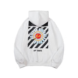 Autumn And Winter Joint Name Lightning Small Chrysanthemum Velvet Padded Hooded Sweatshirt Men And Women Same Style