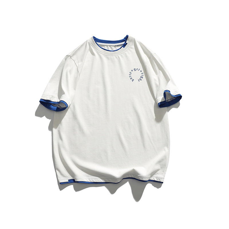 2022 Summer Man T Shirt Fake Two-Piece Printing