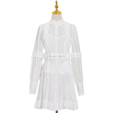 Green Fairycore Dress Chiffon Skirt Summer Solid Color Patchwork Waist-Slimming Lace-up Single-Breasted Dress