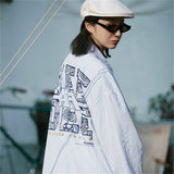 Men Shacket Long Sleeve Autumn Shirt Autumn Fresh Water Drop Pattern Printed Loose Couple Casual Shirt