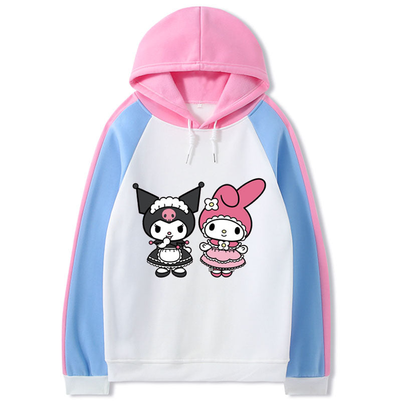 Kuromi Hoodie Winter Long Sleeve Clow M Melody Printed Loose Top Contrast Color Hoodie