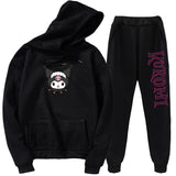 Kuromi Costume 2 Piece Set Gothic Style Brushed Hoody Universal Clothes Street Hoodie Set