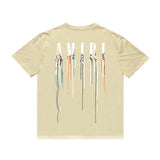 Amiri T Shirt Color Ink Splash Paint Colorful Casual Round Neck