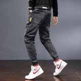 Relaxed Tapered Jean Spring and Autumn Fashion All-Match Casual Elastic plus Size Harem Quality Denim Trousers Men