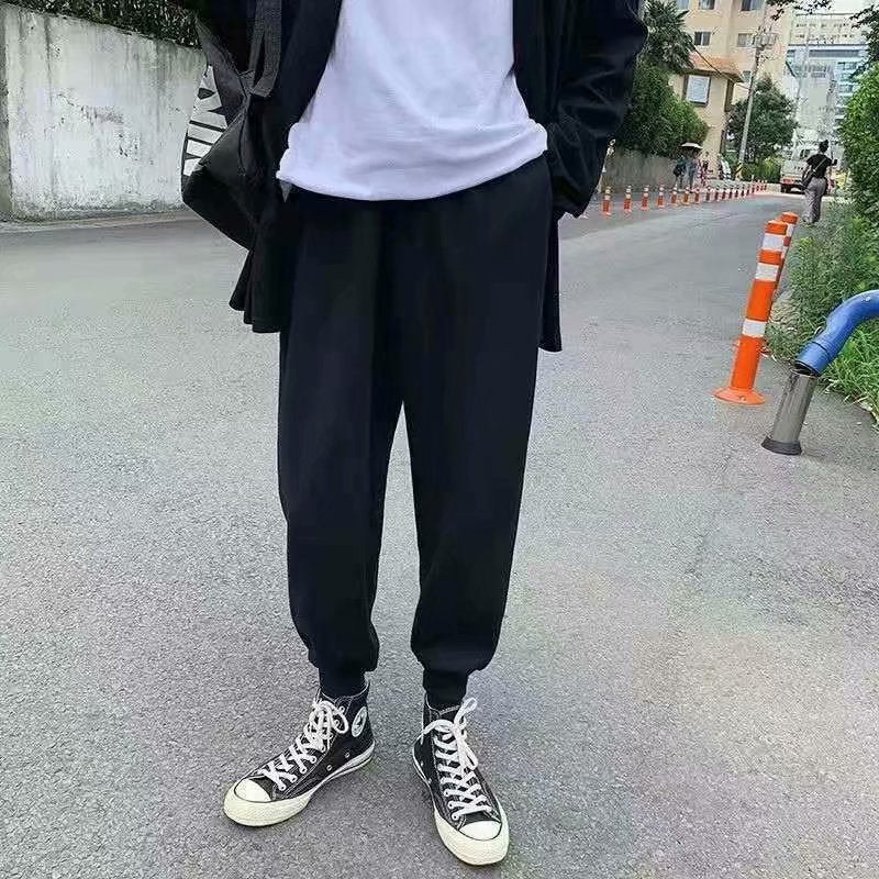 Men Pants Gray Ankle-Tied Loose Sweatpants