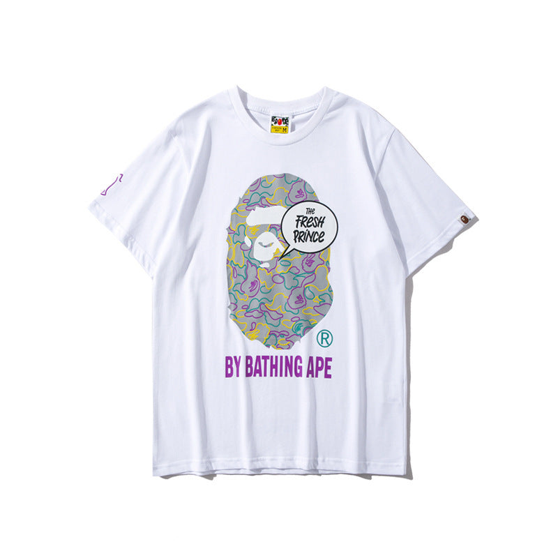 A Bath Ape T Shirt Summer Printing Colorful Graffiti Short Sleeve T-shirt Men and Women