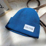 Mens Beanies Japanese Style Alphabet Patch Knitted Hat Women's Autumn and Winter Hip Hop Skullcap