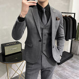 Men Suit Plaid Slim Fit One Button Two-Piece Set