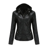 Urban Leather Jacket Hooded Leather Jacket Two-Piece Detachable Large Size Leather Jacket for Women Spring and Autumn Coat
