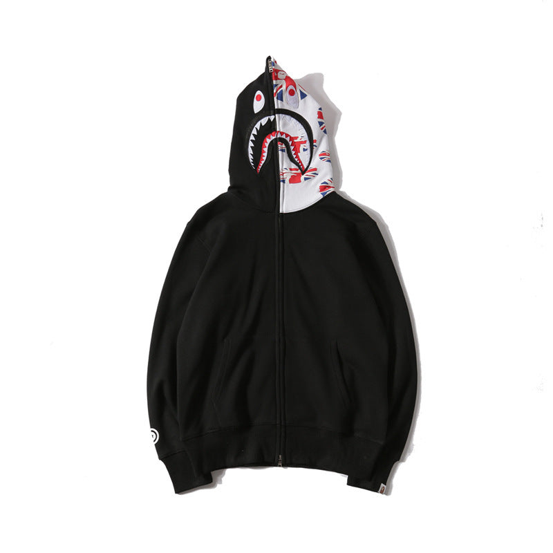 A Bath Ape Shark Head Sweater Men's Casual Hooded Zipper Jacket