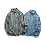 Men Shacket Long Sleeve Autumn Shirt Autumn Fashion Pocket Plaid Shirt