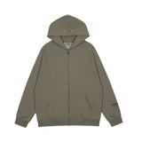 Fog Essentials Zipper Hoodie Autumn and Winter Double Line plus Velvet Back Letter Reflective Cardigan Coat Outerwear