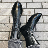 Coachella Festival Boots Low Heel round Toe Cross Strap Mid-Calf Women's Riding Boots