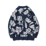 Men's Fall Outfits Cartoon Round Neck Sweater Men's Loose Sweater