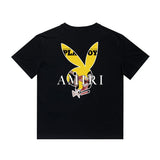 Amiri T Shirt Yellow Rabbit Head Beauty Casual Round Neck