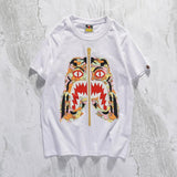 A Ape Print T Shirt Summer White Casual Collarless Loose Short Sleeve Bottoming Shirt