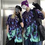 Harajuku Clothing Men's Casual Shirts Summer Men's and Women's Loose Short Sleeve Shirt Shirt