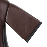 Coachella Festival Boots Spring Square Toe Laces Solid Color Waterproof Platform Thick Heel High Heel Short Boots