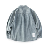 Men Shacket Long Sleeve Autumn Shirt Spring Outfit Shirt Long Sleeve All-Match Solid Color Casual Coat Top Men