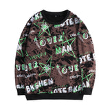 Men plus Size Sweatshirt Floral Sweater Loose Sweater