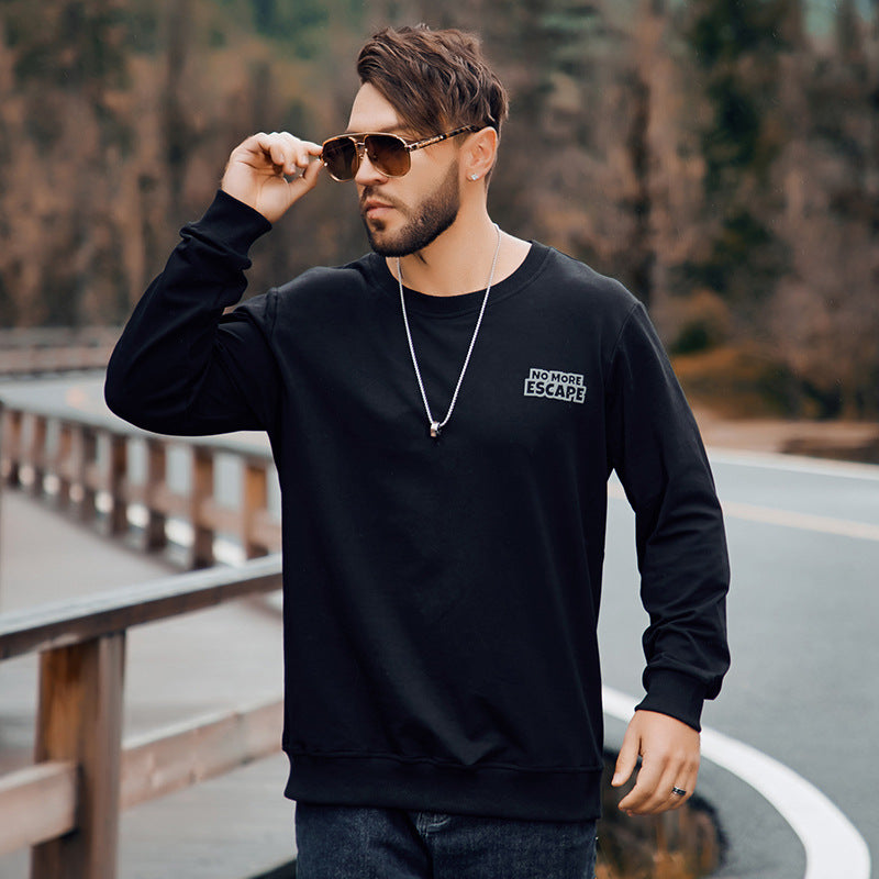 Men plus Size Sweatshirt Loose-Fitting Casual Pullover Cotton Sweat-Absorbent Breathable Thickening Bottoming Single-Wear Sweater
