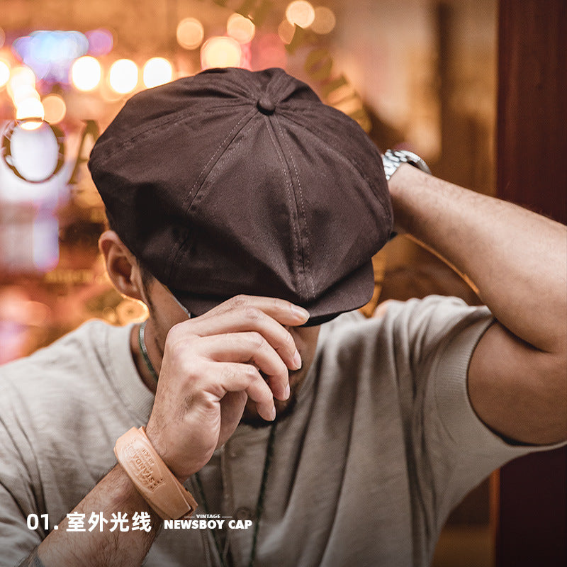 Beret Hat Marden Workwear Retro Newsboy Cap Painter Cap Octagonal Cap Men