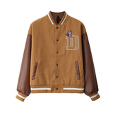 Mens Fall Outfits Retro Biker's Flight Jacket PU Leather Harajuku Embroidered Hip Hop Baseball Uniform Jacket