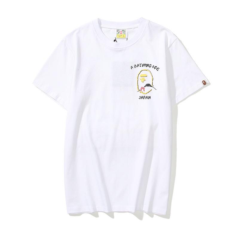A Ape Print T Shirt Summer Golden Printing Plus Size Loose Short Sleeve T-shirt