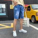 Men Distressed Jeans Man Ripped Jean Deconstructed Denim Pants Men Jean Short Man Denim Short Pant Summer Ripped Denim Shorts Men Loose Five-Point Pants Men Jeans Shorts