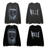Mens Fall Outfits Oversize Black Long-Sleeved T-shirt Hip Hop Bottoming Top