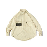 Men Shacket Long Sleeve Autumn Shirt Autumn Shirt Creative Pocket Patchwork Shirt